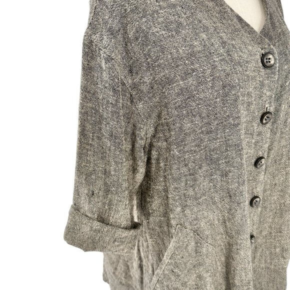 Stijfselkissie Shirt Jacket Womens XS Gray Textured Linen Drape Style Pockets - Picture 6 of 13